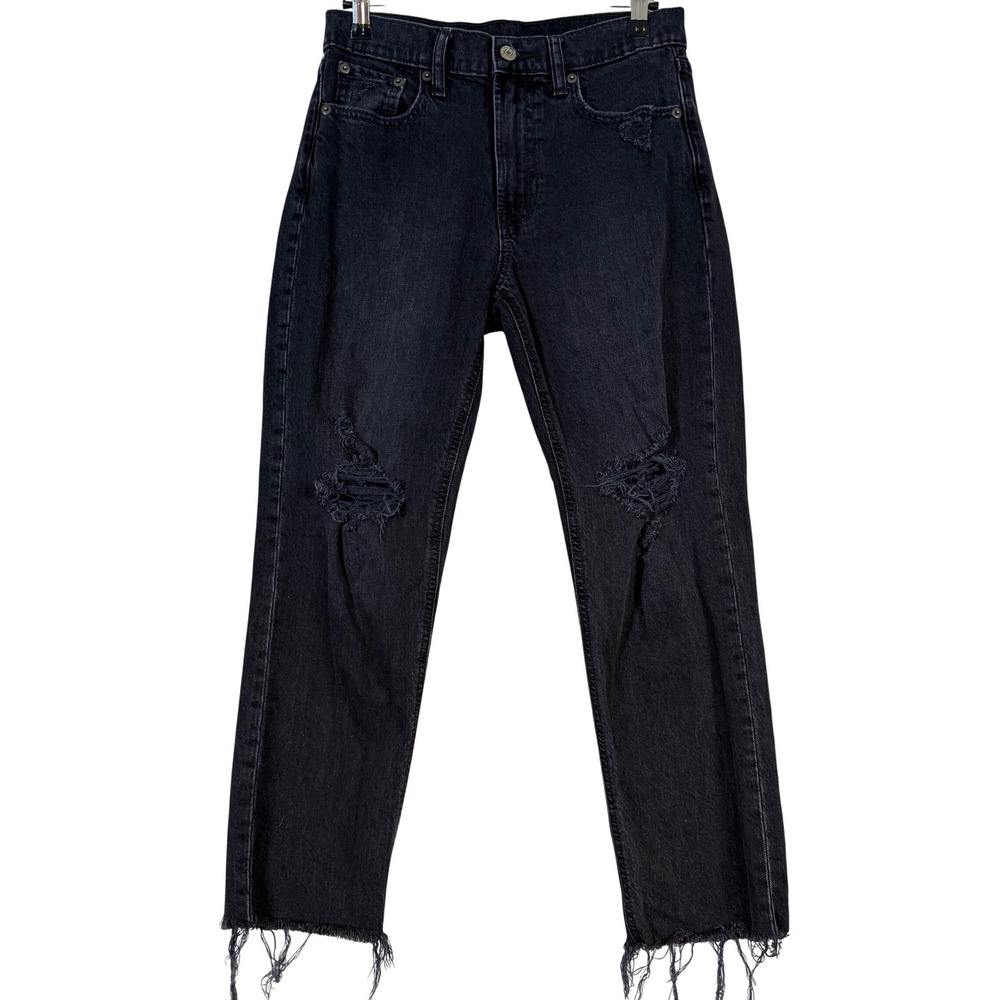 Gap Cheeky Straight High Rise‎ Distressed Jeans Washed Black 26 2P Classic Punk